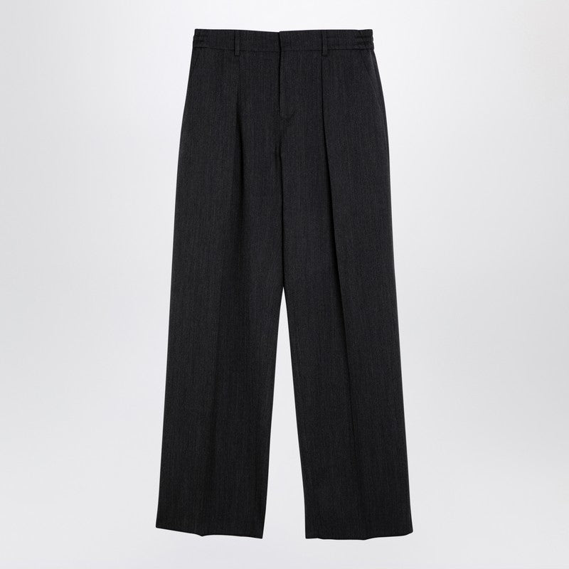Grey Wool Trousers With Darts