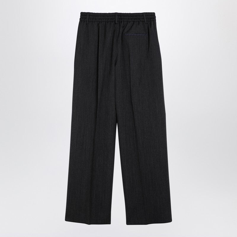 Grey Wool Trousers With Darts