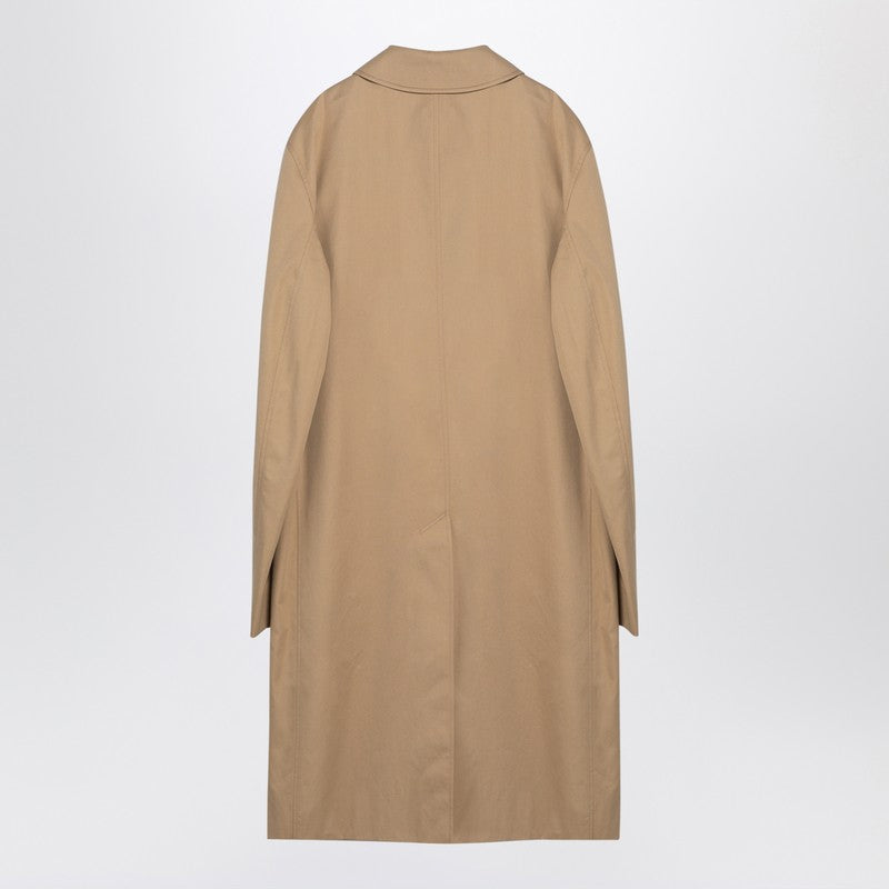 Long Beige Gabardine Car Coat