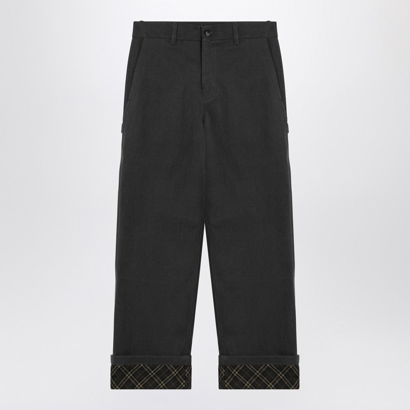 Black Trousers With Check Pattern Lapels