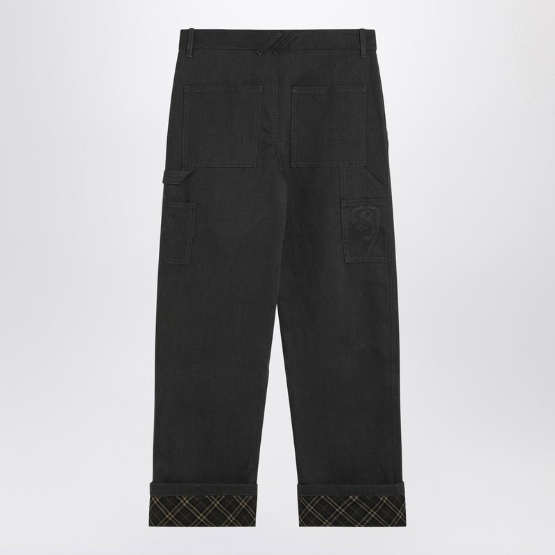 Black Trousers With Check Pattern Lapels