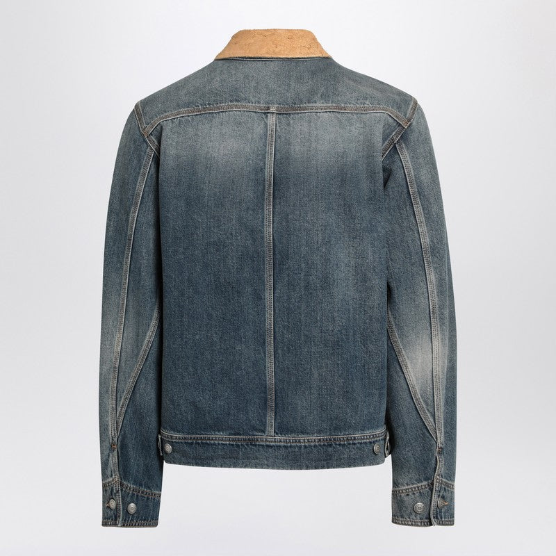 Denim Jacket With Suede Collar