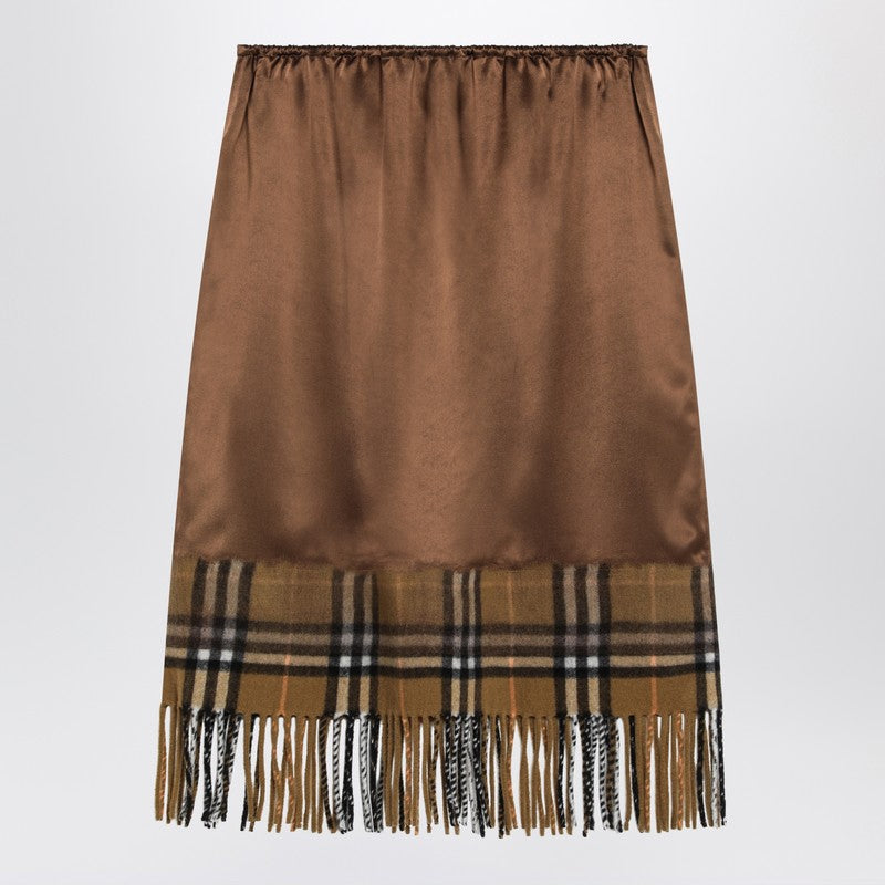 Satin Skirt With Check Panel
