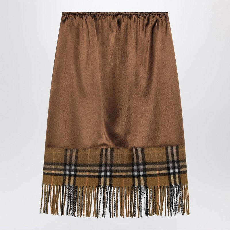 Satin Skirt With Check Panel