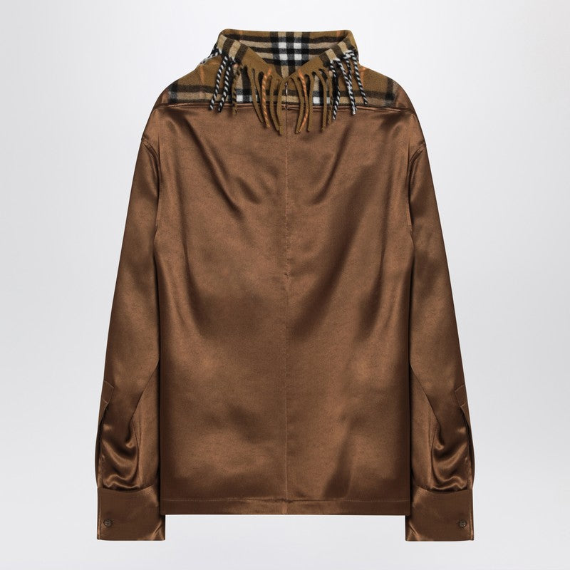 Satin Shirt With Check Panel