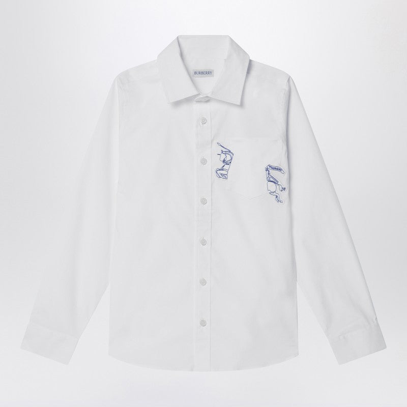 White Stretch Cotton Shirt With EKD
