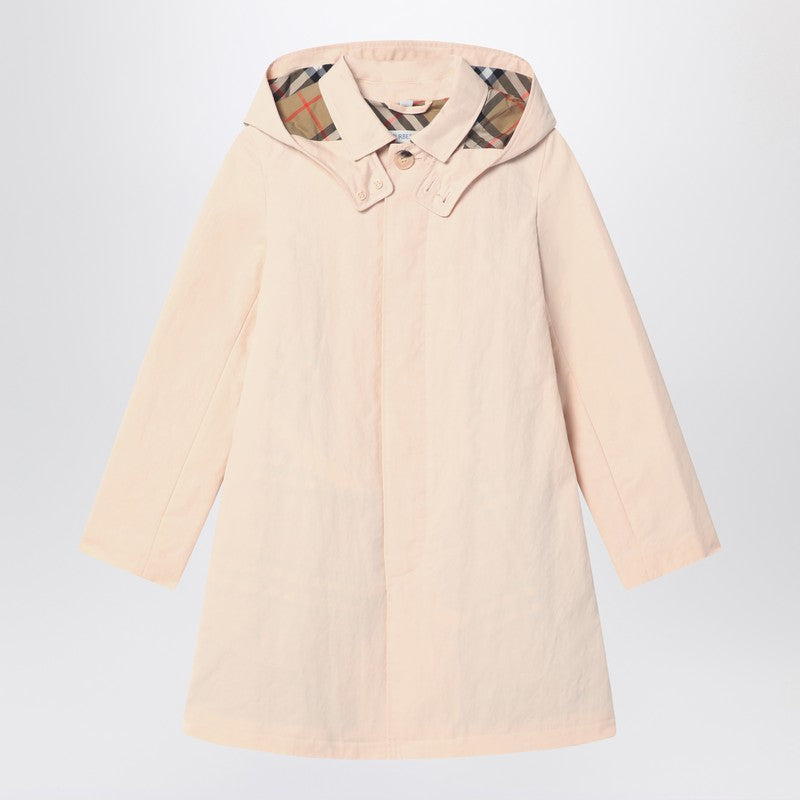 Light Pink Car Coat In Cotton And Nylon