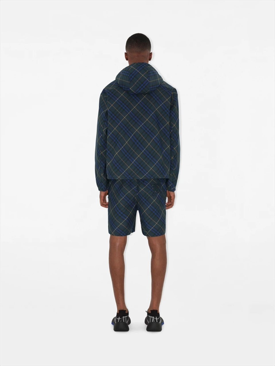 CHECK PATTERN HOODED ZIP-UP JACKET