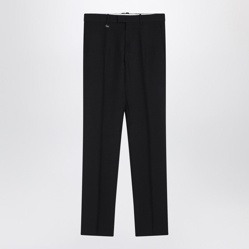 Classic Navy Blue Wool Blend Trousers