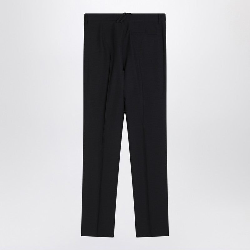 Classic Navy Blue Wool Blend Trousers