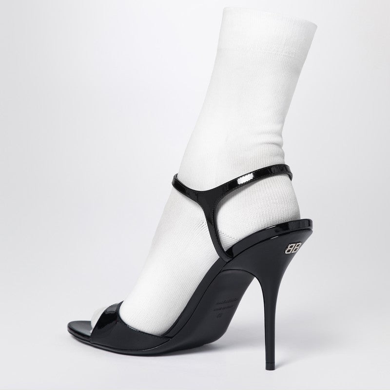 Avenue Sock Black Sandal In Patent Leather And Mesh