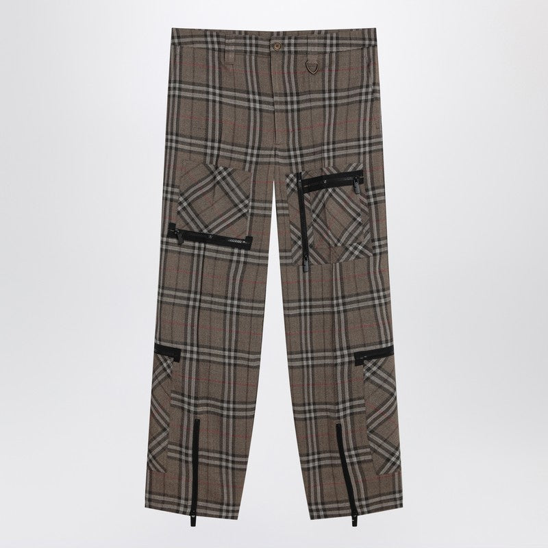 Cargo Pants Check Pattern In Silk Blend