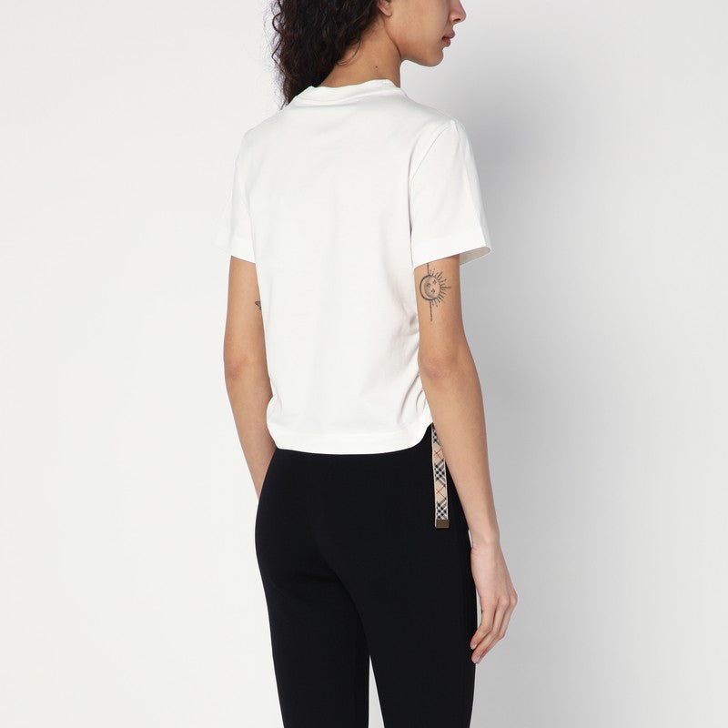 White T-shirt With Check Pattern Detail