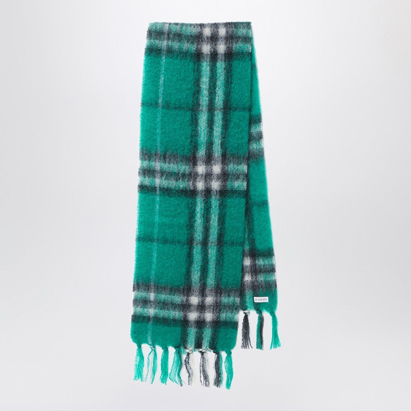 Green check wool and mohair scarf