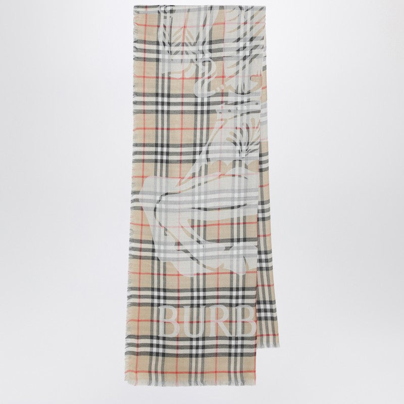 Ekd Burberry Check scarf in wool and silk