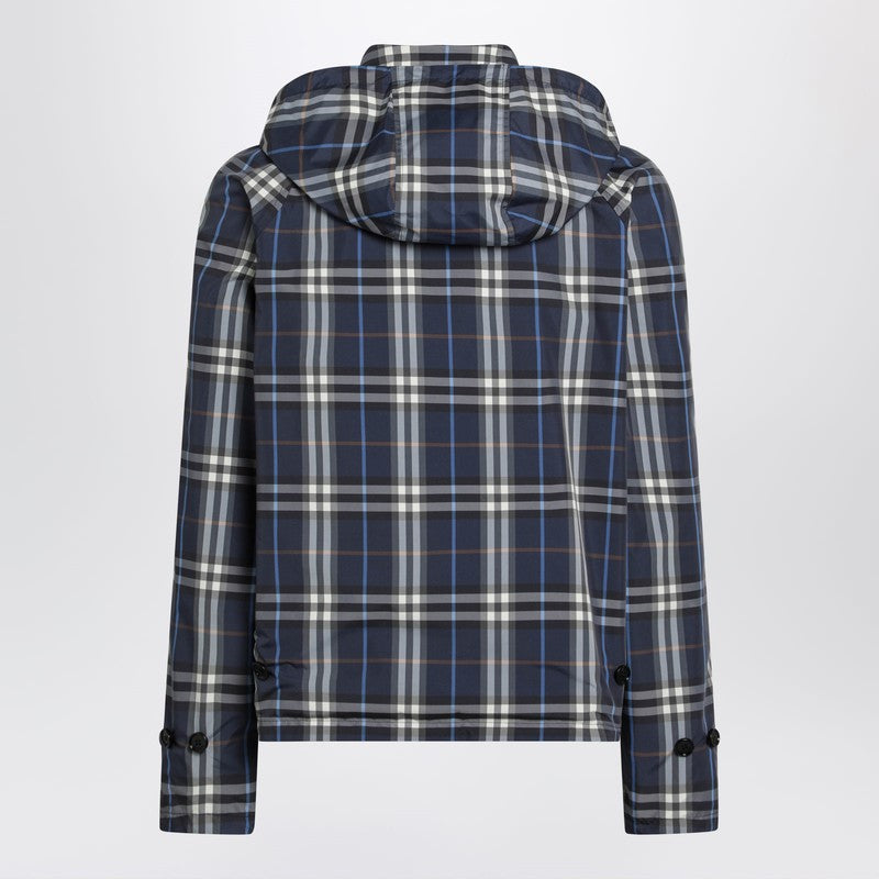 Blue reversible cotton jacket with Check pattern