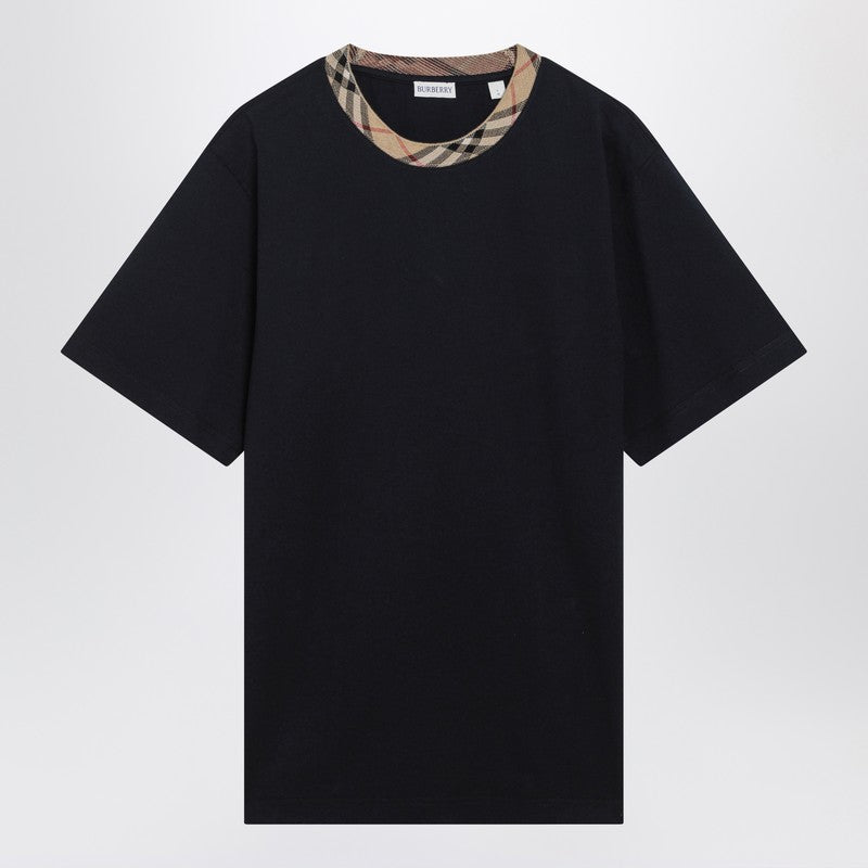 Navy T-shirt with Check trims