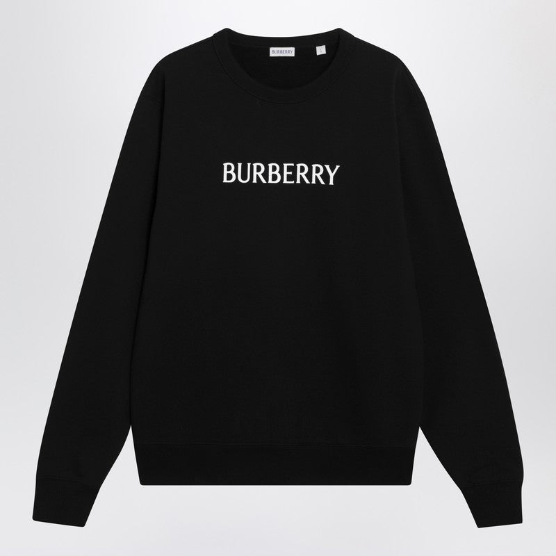 Black slim cotton terry-effect sweatshirt