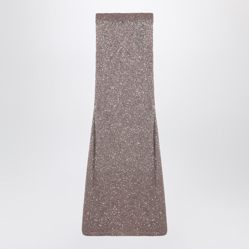 Light Brown/silver Maxi Skirt With Sequins