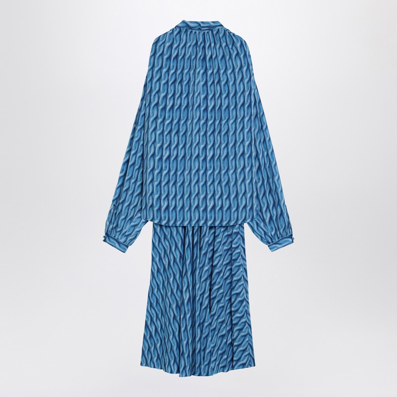 Midi Dress With Bow And Blue Print
