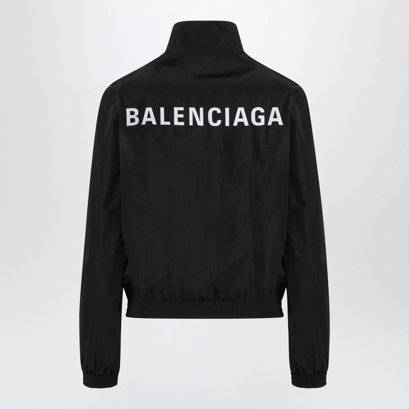 Black Bomber Jacket With Zip And Logo