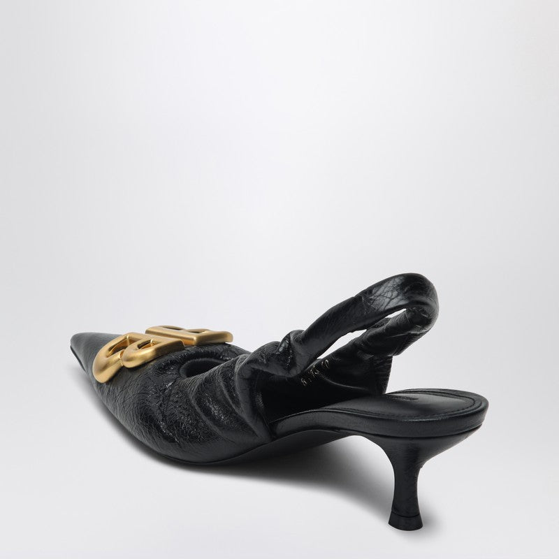 Monaco Black Slingback With Logo