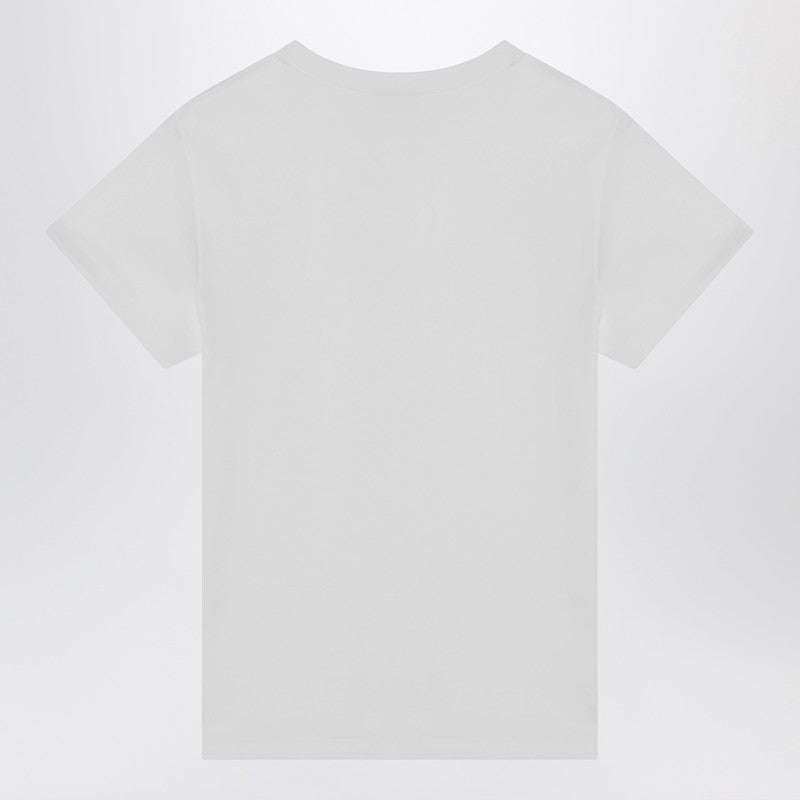 White T-shirt With Skull Embroidery