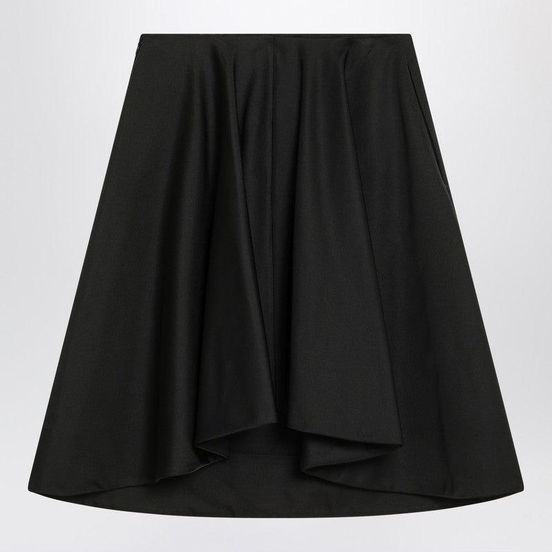 Flared black skirt in silk blend