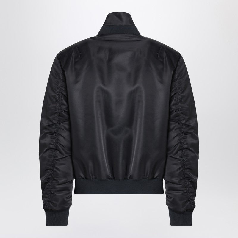 Black nylon zip bomber