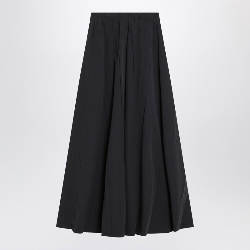 Black washed cotton maxi skirt