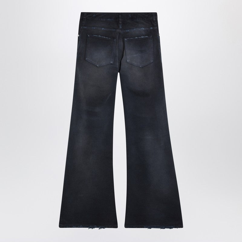 Navy blue jeans with curved waist