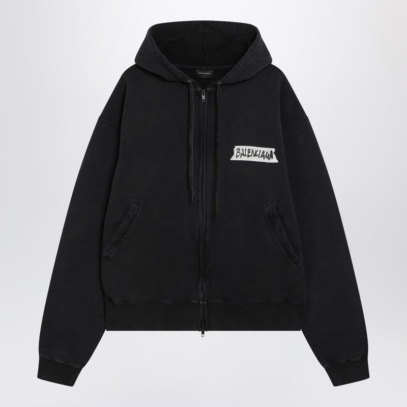 Black washed Masking Tape oversize hoodie