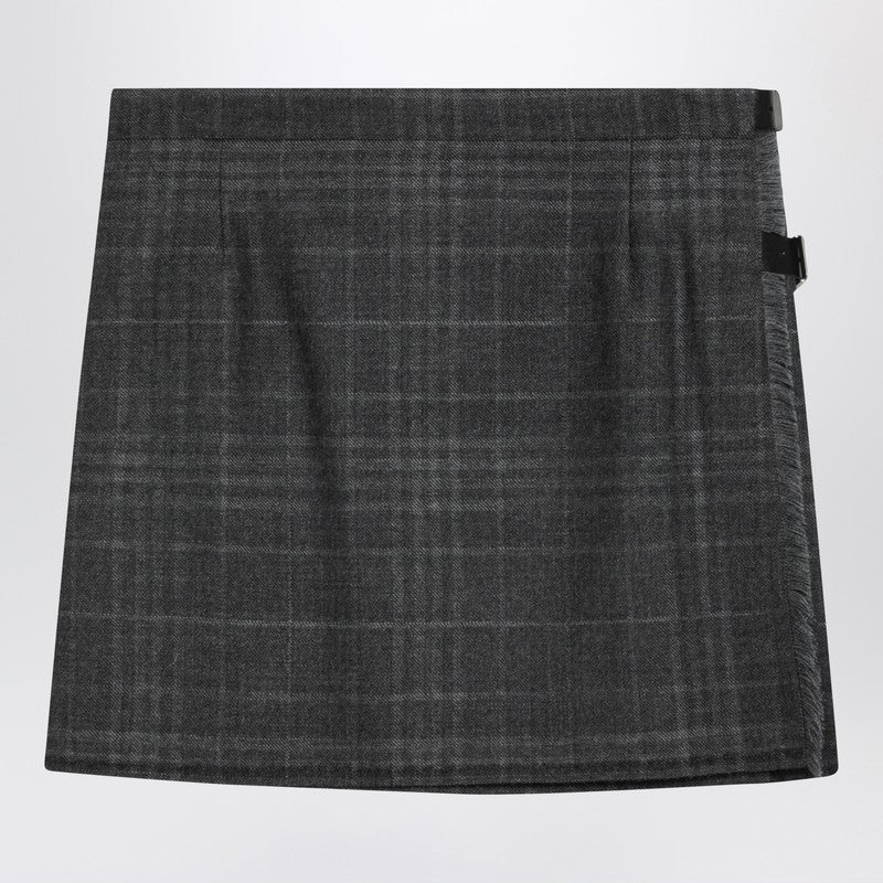 Grey shadow-effect tartan mini skirt