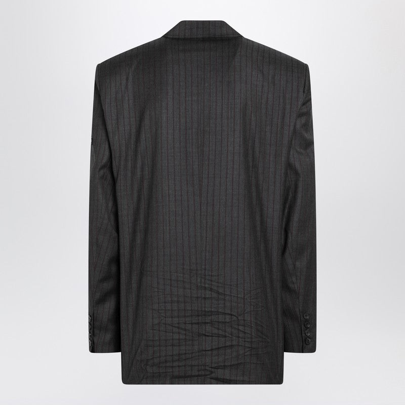 Grey pinstripe wool single-breasted jacket