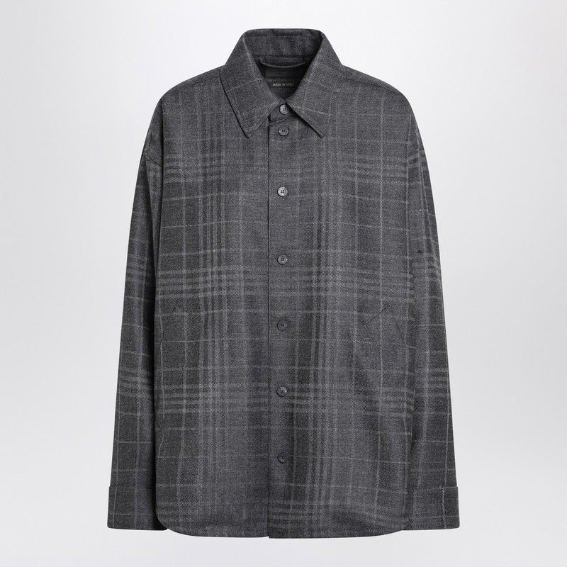 Grey wool tartan shirt jacket