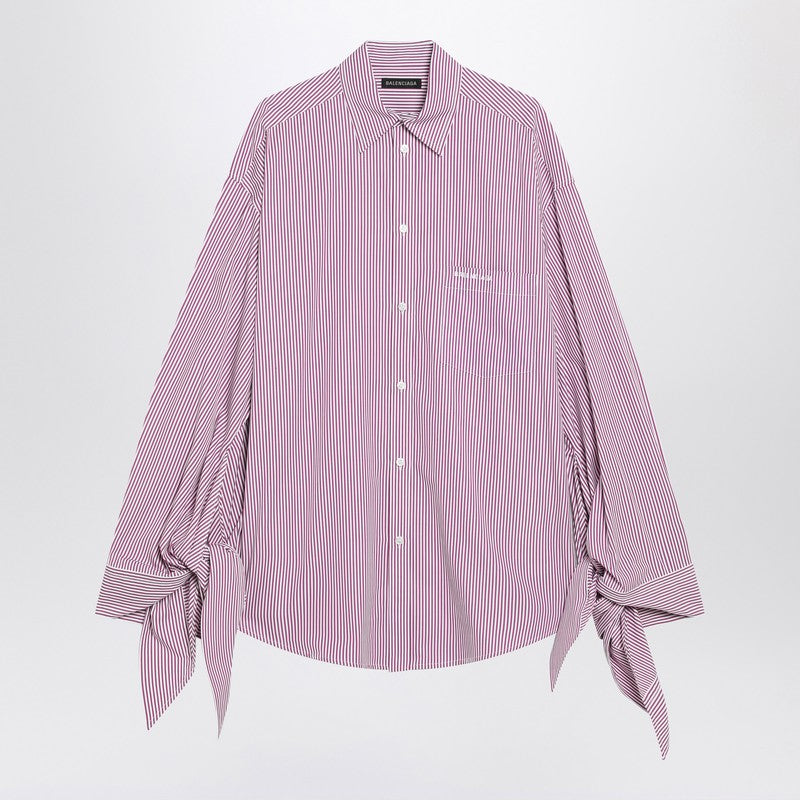White/plum striped cotton shirt