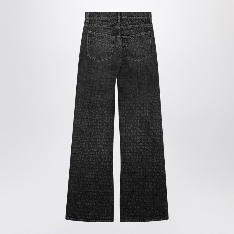 Black washed jeans with jacquard logos