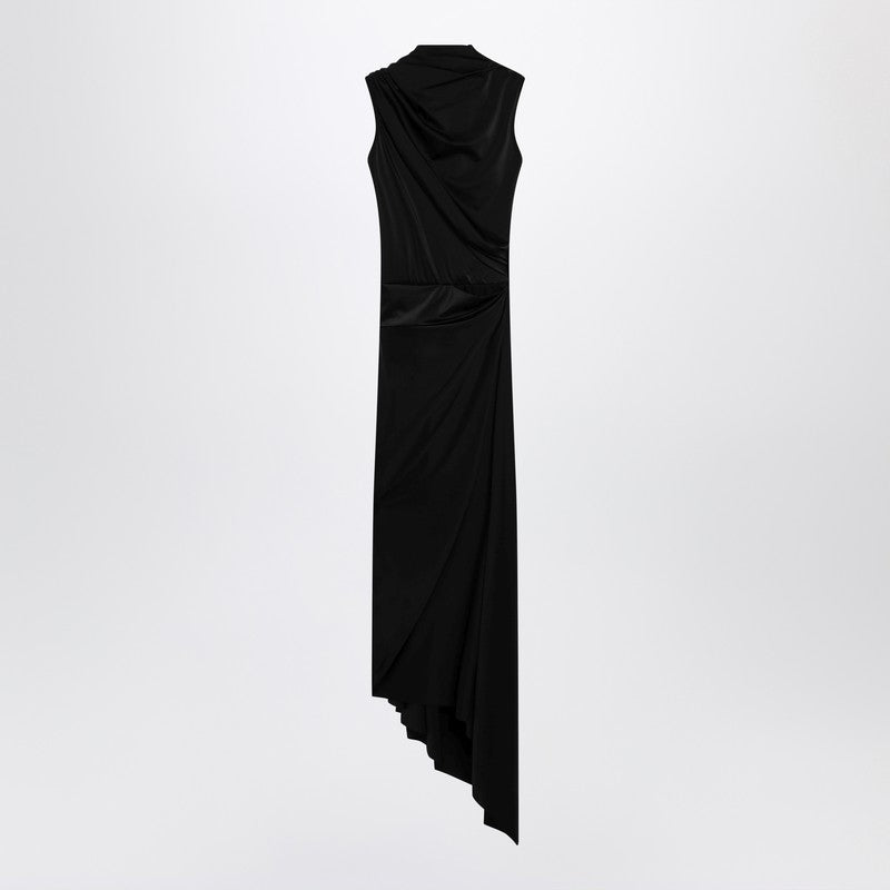 Black draped midi dress