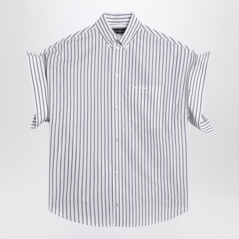 White striped shirt with turn-up sleeves