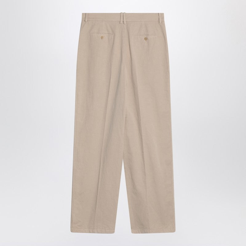 Lilas light khaki cotton and linen trousers