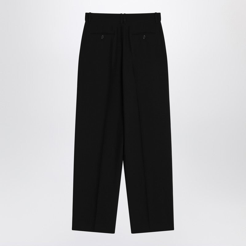 Lilas Trousers In Black Wool And Linen