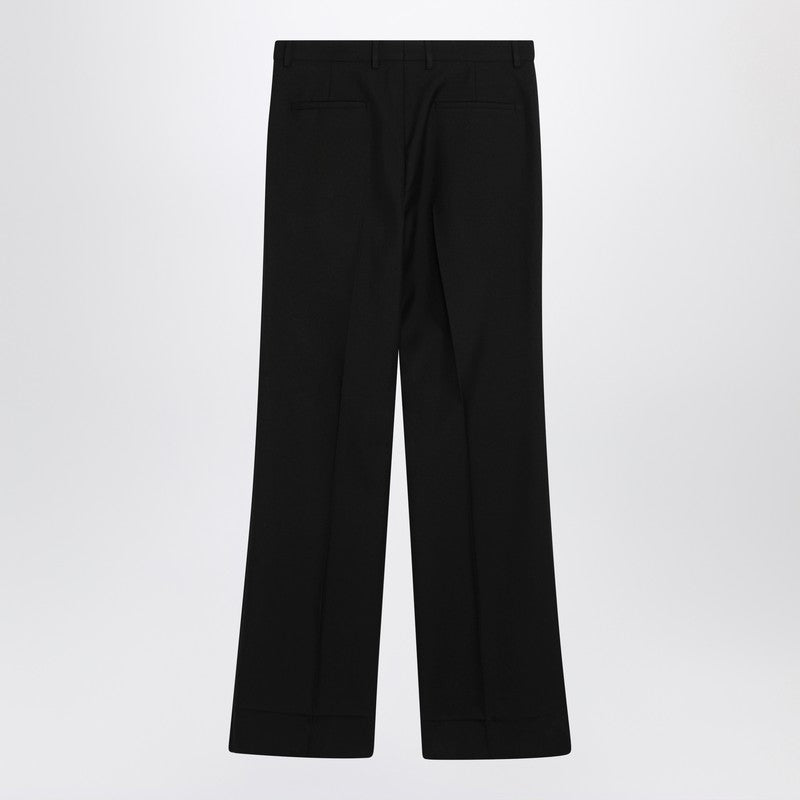 Black wool-blend trousers