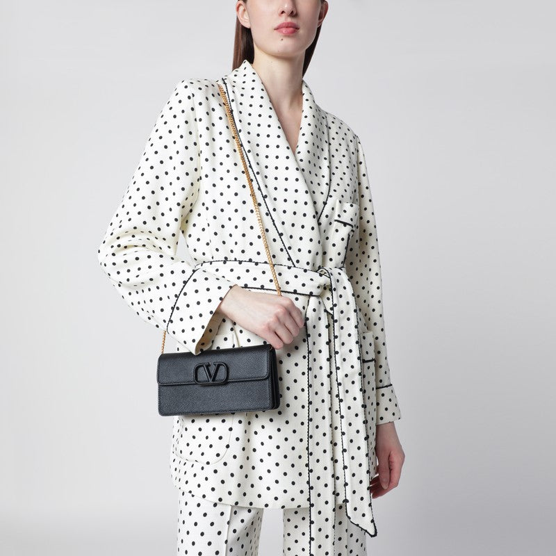 Vlogo chain wallet in black leather