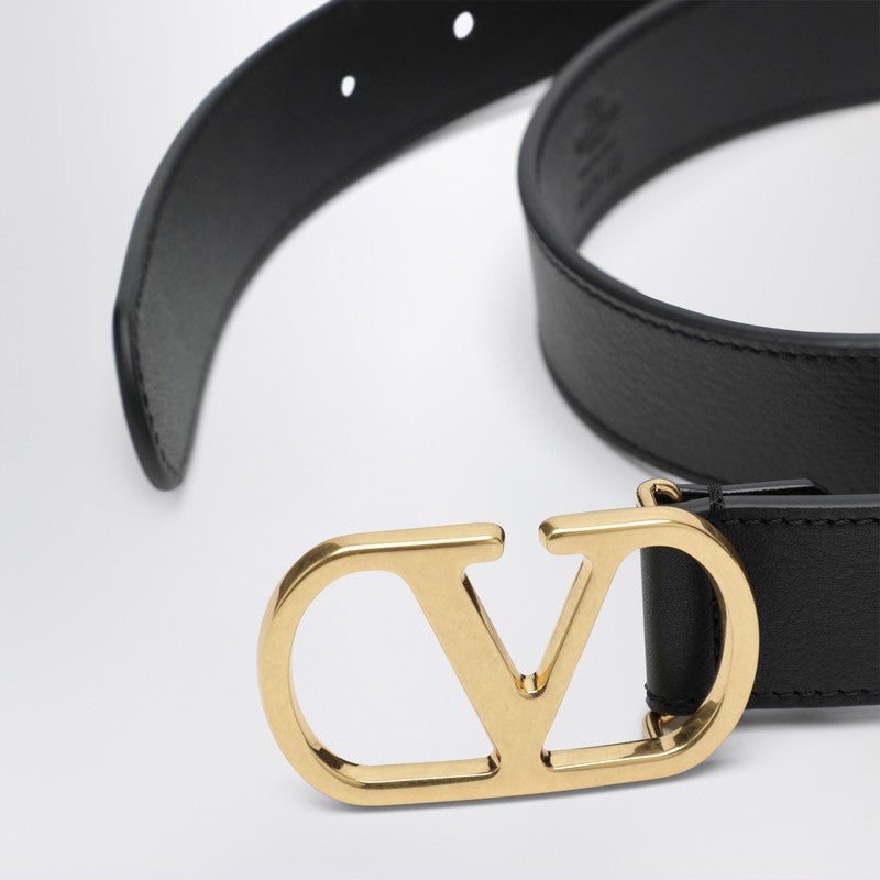 Black 3 cm Vlogo Signature leather belt