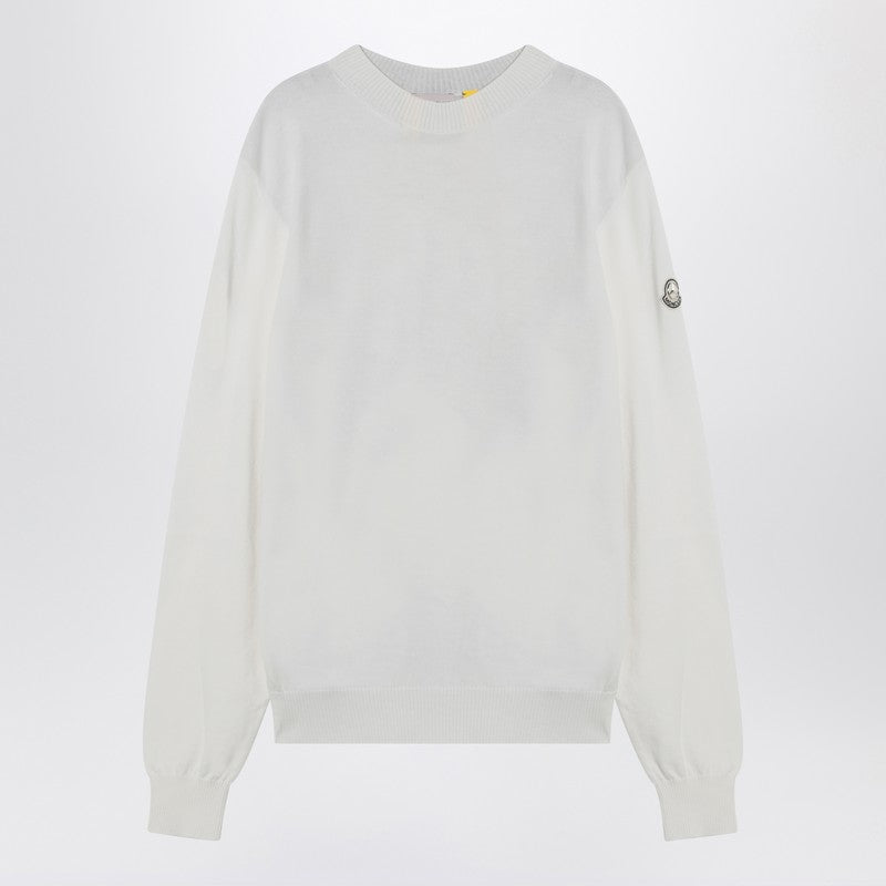 White jumper with logo print
