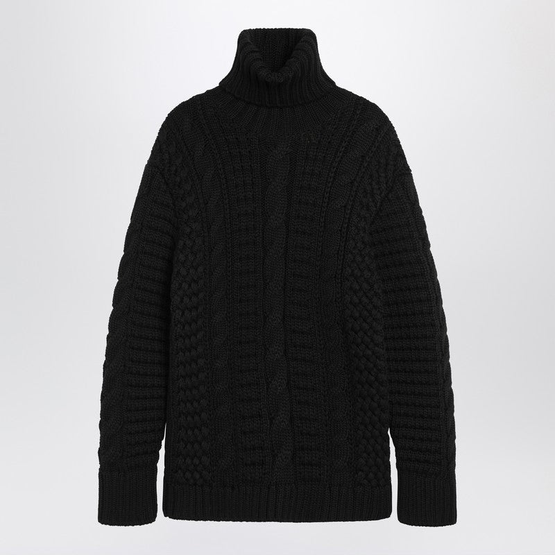 Black wool turtleneck sweater