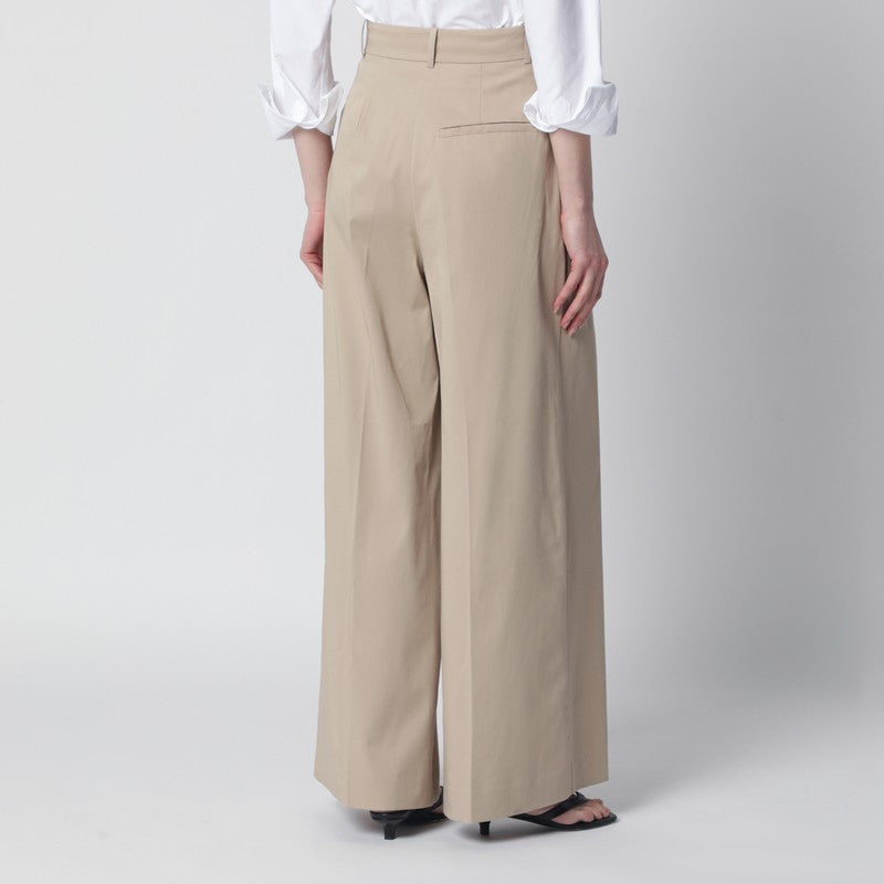 Beige Lou trousers with pleats