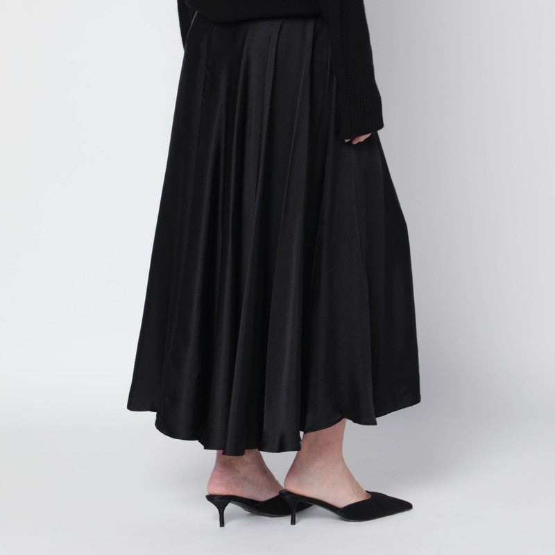 Black Christina silk-blend midi skirt