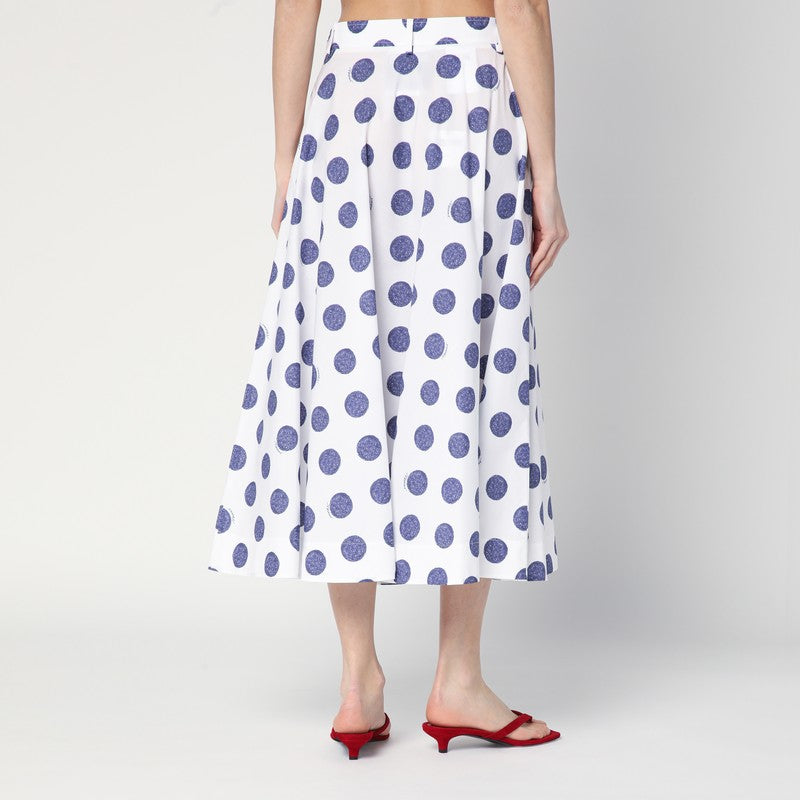 Flared White Skirt With Polka Dots
