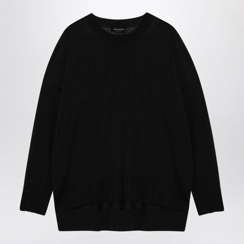 Black Wool Crew-neck Sweater